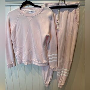 SOL ANGELES Ladies Women’s Girls Size XS Peach Pink White Knit Sweater & Pants